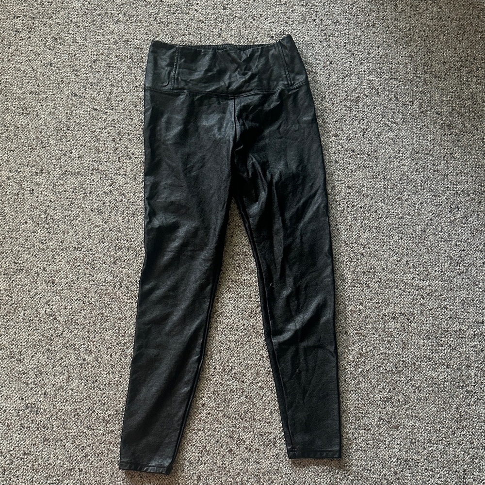 love, Fire Black Faux Leather Leggings